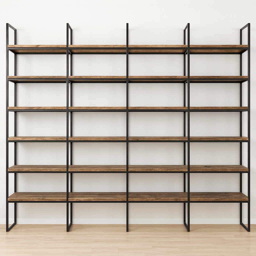 Großes Bücherregal 'Jetske' aus Stahl & Altholz – Maßanfertigung