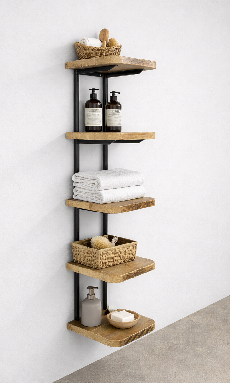 Handgefertigtes Wandregal aus Altholz & Stahl | Industrial Loft Design – Bild 13