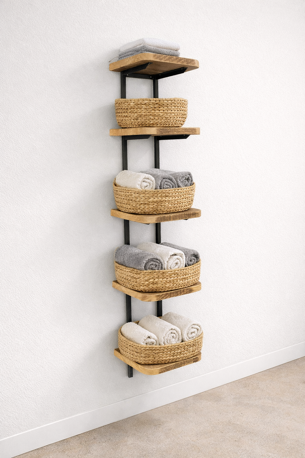 Handgefertigtes Wandregal aus Altholz & Stahl | Industrial Loft Design – Bild 4